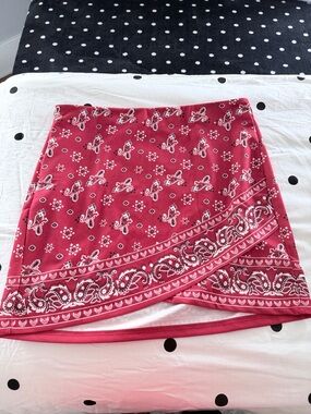 SHEIN Red Paisley Bandana Print Skirt